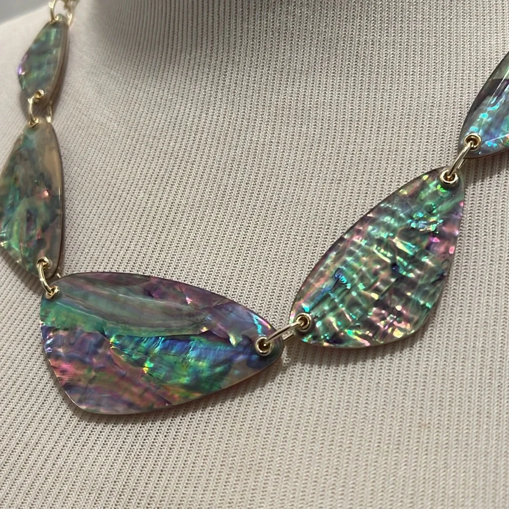 Kendra Scott MCKENNA Statement Necklace Lilac Abalone NWT - Picture 2 of 5